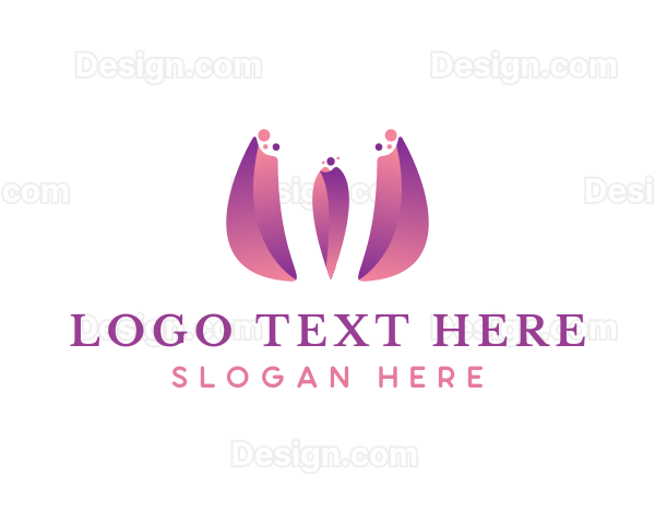 Gradient Floral Letter W Logo