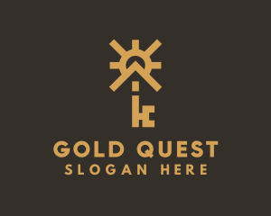 Gold Sun Home Key logo design