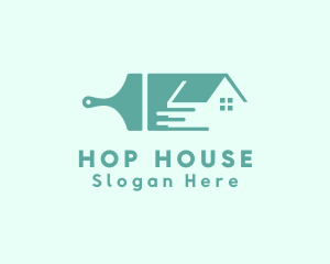 House Roof Paintbrush logo design