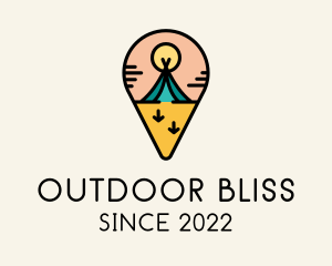 Camping Teepee Pin Location  logo design