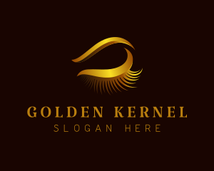 Golden Eyelashes Cosmetic logo design