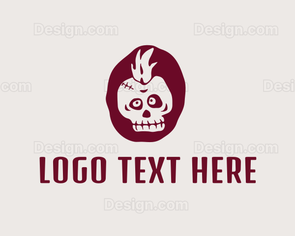 Grim Mohawk Skull Logo