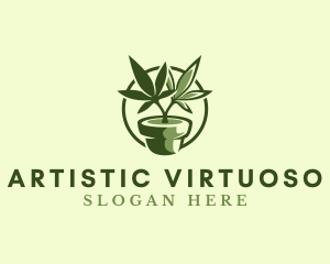 Organic Marijuana Plant logo design