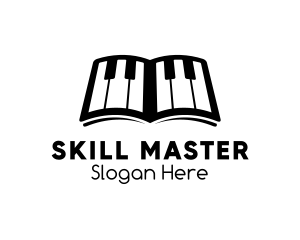 Piano Music Lessons Book logo design