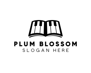 Piano Music Lessons Book logo design