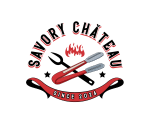 Grilling Smoked Tong Fork logo design