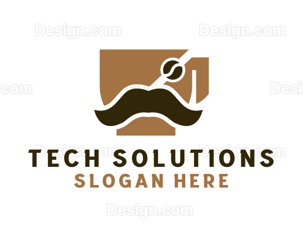 Coffee Cup Mustache Logo