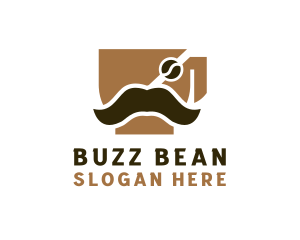 Coffee Cup Mustache logo design