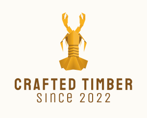 Yellow Lobster Origami  logo design