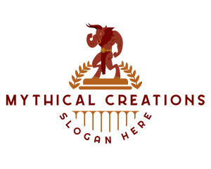 Minotaur Bull Column logo design