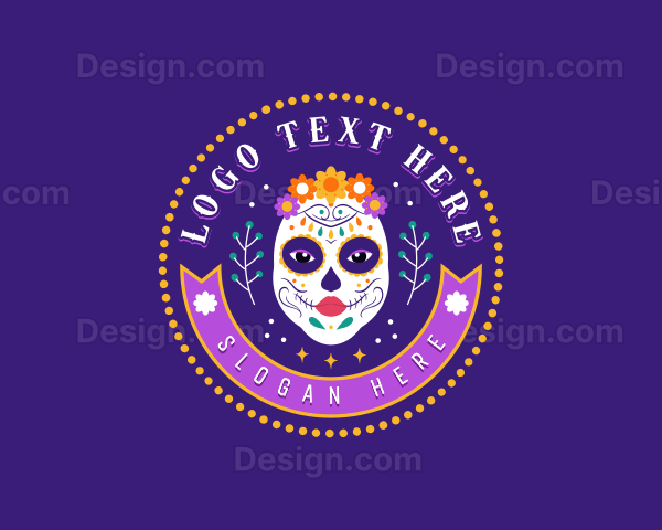 Mexican Catrina Skull Logo