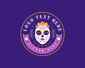 Mexican Catrina Skull logo