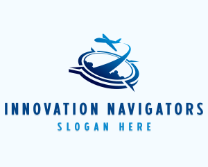 Plane Travel Navigation Compass logo design