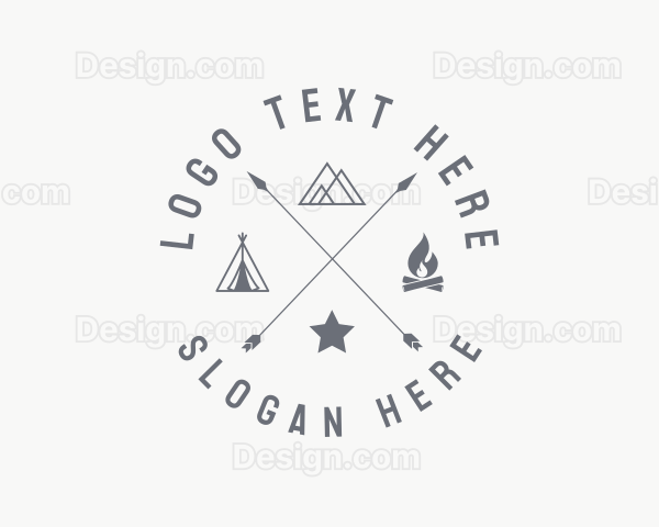 Hipster Camping Campfire Logo