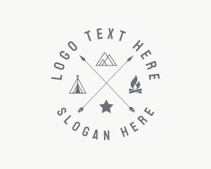 Hipster Camping Campfire logo