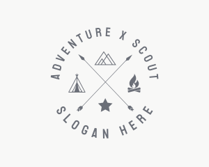 Hipster Camping Campfire logo design