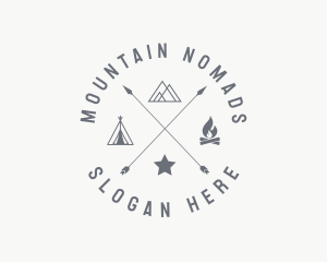 Hipster Camping Campfire logo design