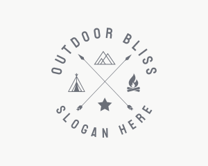 Hipster Camping Campfire logo design