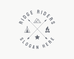 Hipster Camping Campfire logo design