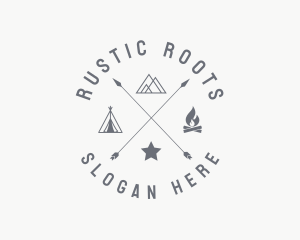 Hipster Camping Campfire logo design