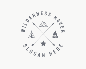 Hipster Camping Campfire logo design