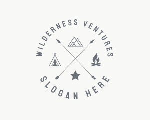 Hipster Camping Campfire logo design