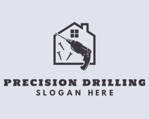 House Screw Drill Tool logo design