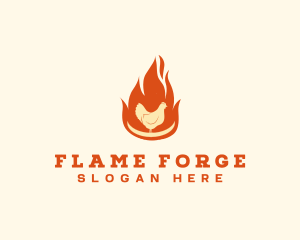 Flame Barbeque Chicken logo design