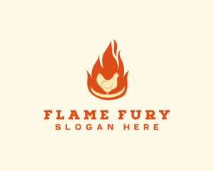 Flame Barbeque Chicken logo design