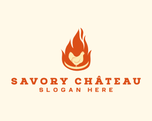 Flame Barbeque Chicken logo design