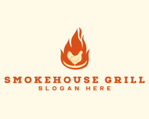 Flame Barbeque Chicken logo design