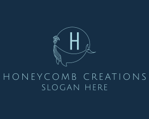 Feminine Whale Flower  logo design