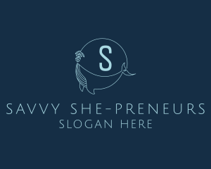 Feminine Whale Flower  logo design