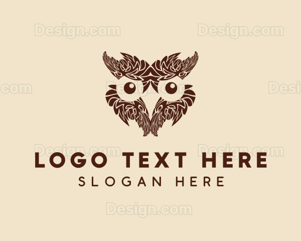 Feather Owl Face Logo