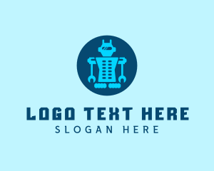 Blue Mechanical Robot Engineering logo design