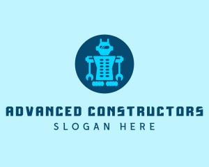 Blue Mechanical Robot Engineering logo design