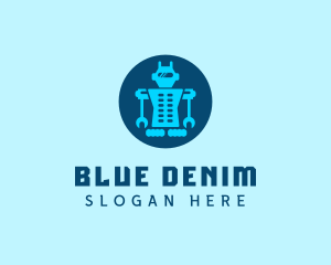 Blue Mechanical Robot Engineering logo design