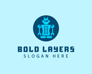 Blue Mechanical Robot Engineering logo design