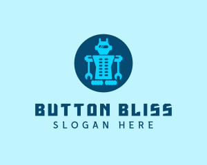 Blue Mechanical Robot Engineering logo design