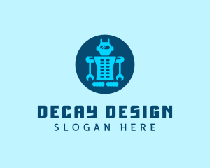 Blue Mechanical Robot Engineering logo design