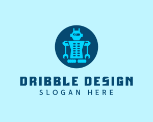 Blue Mechanical Robot Engineering logo design