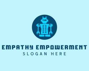 Blue Mechanical Robot Engineering logo design