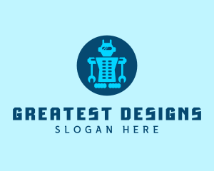 Blue Mechanical Robot Engineering logo design