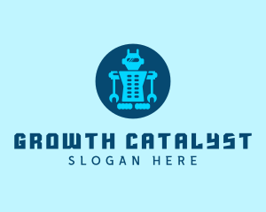 Blue Mechanical Robot Engineering logo design