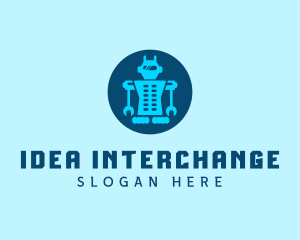 Blue Mechanical Robot Engineering logo design