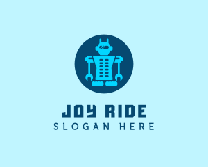 Blue Mechanical Robot Engineering logo design