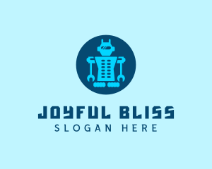 Blue Mechanical Robot Engineering logo design