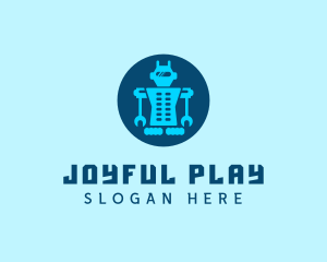 Blue Mechanical Robot Engineering logo design