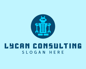 Blue Mechanical Robot Engineering logo design