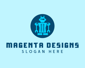 Blue Mechanical Robot Engineering logo design